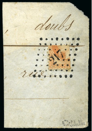Stamp of France » Empire Lauré 1863, 40c Empire Lauré COUPE en QUATRE et oblitéré PC du