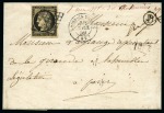 Stamp of France 1849 20c noir sur lettre de Bains en Vosges 30.04.1850
