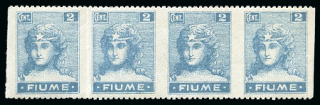 ITALY - FIUME 1919 2C paper type C - 2 strips vertical IMPERFORATE, etc