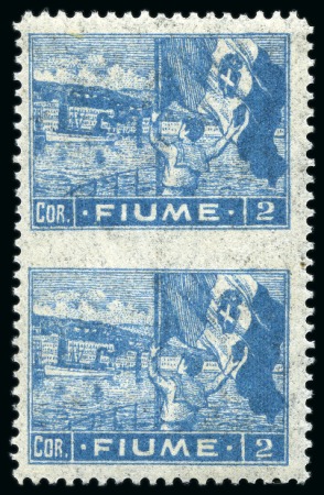 ITALY - FIUME 1919 40C (pair & blk of 4) + 2Cor, paper type B, all IMPERF INBETWEEN