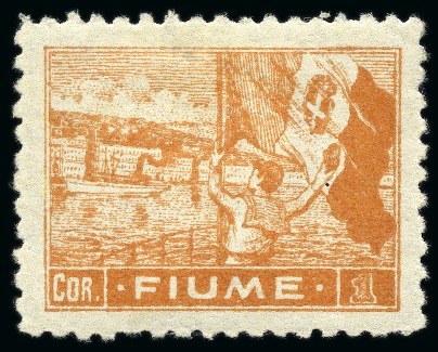 ITALY - FIUME 1919 1Cor on better paper (carta C) w. rare perf. 10 1/2, mint hinged
