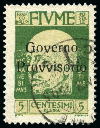 ITALY - FIUME 1921 Governo Provvisorio with scarce variety: 'v''s of overprint of different letterset, used