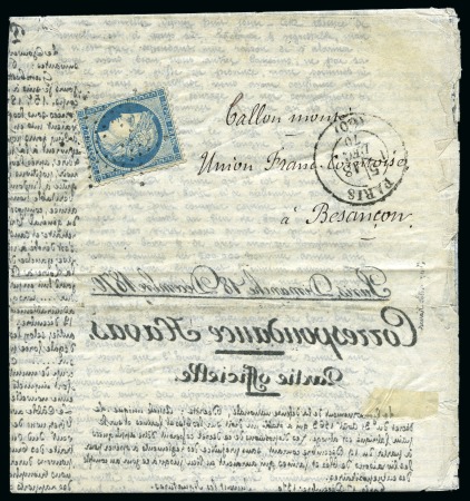 Correspondance Havas de Paris 18.12.1870 pour Besançon,
