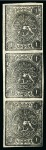 1876 One shahi black, vertical strip of three, setting 1 - CBD, unused, thinned, close to good margins, fine & a scarce strip, cert. Persiphila (Persiphila $2'500)