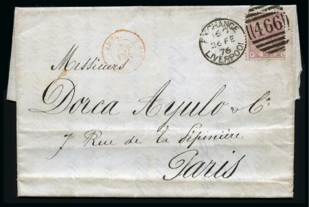 Stamp of Great Britain » 1855-1900 Surface Printed 1873-80 2 1/2d Rosy Mauve pl.2 with LH - FL ERROR OF LETTERING o,mn cover