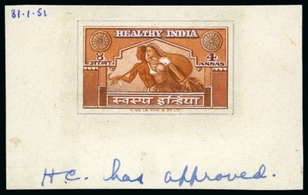 Stamp of India 1951 Unissued Health handpainted essays and stamps from the De La Rue archives