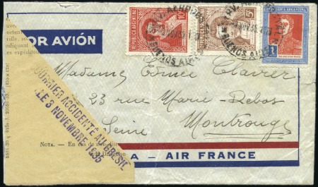 Stamp of Argentina 1935 (Nov 3) Crash by Air France plane from Chile 