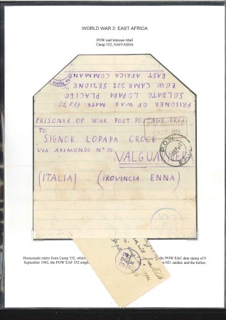 Stamp of Large Lots and Collections ITALIAN POWs IN EAST AFRICA: 1942-45, Selection of 11 stampless covers from various different Camps