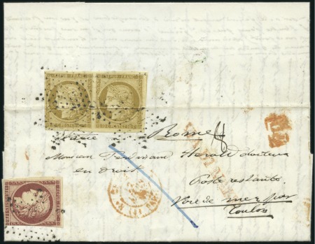 Stamp of France ETATS PONTIFICAUX par paquebot français: 1853 Lett
