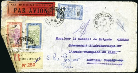 1930 Vol Madagascar - France accidenté avec cachet