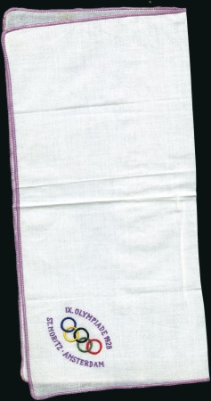 1928 St. Moritz. White linen handkerchief, 256x265