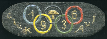 1936 Berlin. Commemorative decorated block of coal