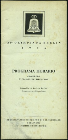1936 Berlin: Hourly Time-Table Programme and Plan,