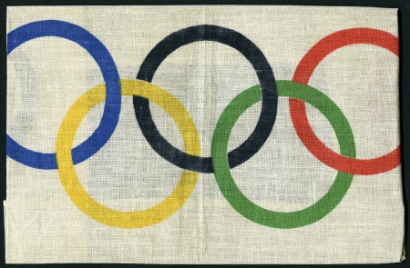 1936 Berlin. Flag with printed Olympic rings, 336x