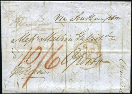 Stamp of Great Britain » Postal History » Pre-Adhesive & Stampless 1852 Entire sent registered from London to Oporto,