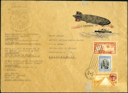 1936 Hindenburg Zeppelin 1st North American return
