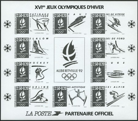 Stamp of France France Albertville Olympic Games mini sheet in bla