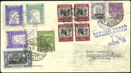 Stamp of Colombia Colombia 1932 Zeppelin mixed franking w/ Brazil