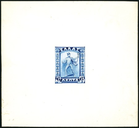 Stamp of Greece » 1901 Flying Mercury 1901 Flying Mercury 6L hand painted essay in blue 