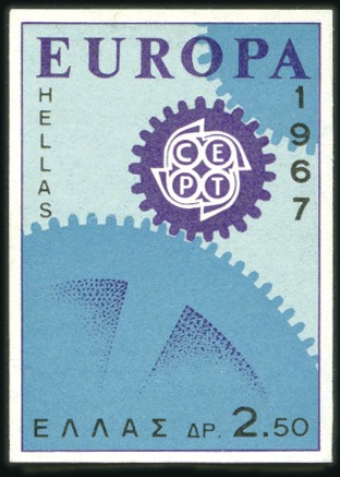 Stamp of Greece » Greece Kingdom 1935 to 1967 1967 Europa 2.50D die proof in light blue, blue an