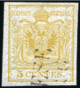 1850-57 5c Lemon Yellow, scarce shade of the first