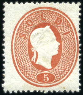 1861-62 5s Red, extremely fresh mint example with 
