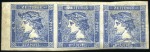 Stamp of Austria » Newspaper Stamps 1851 Newspaper (3c) Blue, type III, horiz. strip of 3, 