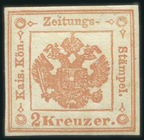 Stamp of Italian States » Lombardy Venetia Newspaper tax 2kr Vermilion, type II, mint