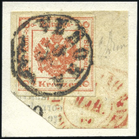 Stamp of Italian States » Lombardy Venetia 1858-59 4kr Vermilion with good to large margins a
