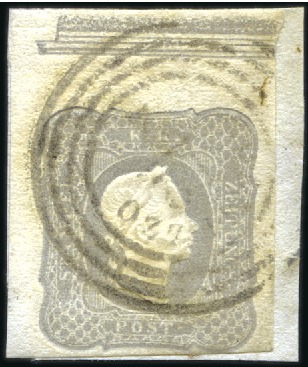 Stamp of Italian States » Lombardy Venetia 1860 (1.05s) Dark Grey, sheet margin showing compl