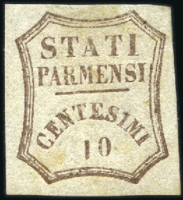 Stamp of Italian States » Parma 1859 Provisional Government 10c Brown, inverted "1