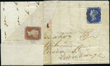 Stamp of Great Britain » 1840 2d Blue (ordered by plate number) 1840 2d Blue pl.2 QL with just touching to huge ma
