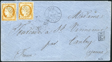 Stamp of Egypt » French Post Offices 1874 (Apr 6) Envelope from Suez to France, with tw