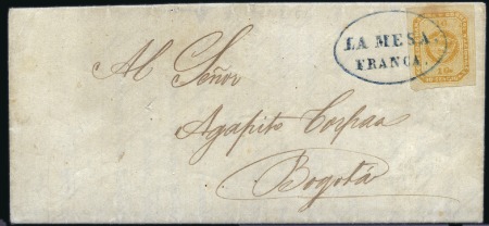 Stamp of Colombia 1860 Folded cover to Bogota franked by 1860 Second