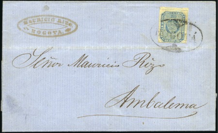 Stamp of Colombia 1860 Folded cover to Ambalema franked by 1860 Seco