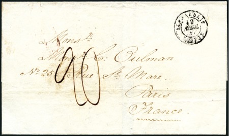 Stamp of Egypt » French Post Offices 1844-49, Two stampless covers; 1844 Entire to Malt