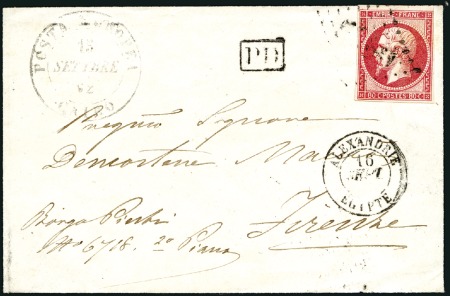Stamp of Egypt » Posta Europea 1862 (Sep 15) Mourning envelope from Cairo to Flor