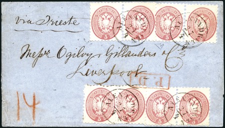 Stamp of Egypt » Austrian Post Offices 1866 (Apr 27) Cover from Alexandria to Liverpool, 