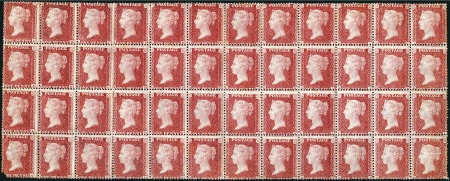 Stamp of Great Britain » 1854-70 Perforated Line Engraved 1d Rose-Red pl.60 AA-DL mint og block of 48, good 