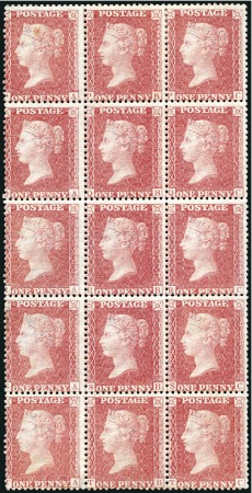 1d Red pl.50 PA/TC mint og block of 15, PA with to