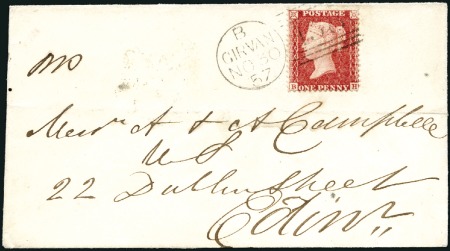 1857 (Nov 30) Envelope from Girvan to Edinburgh wi