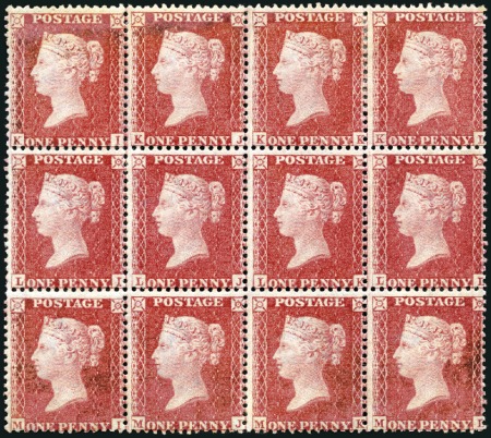1d Red pl.27 KI/ML unused block of 12, KL and LL s
