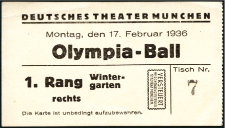 1936 GARMISCH. Deutsches Theater München Olympia B