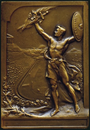 Commemorative winner's plaque, 49x70mm, bronze by 