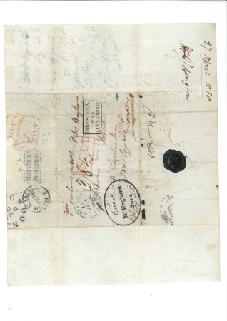 Stamp of Egypt » Private Carriers and Forwarding Agents 1838 (Jun) Folded disinfected entire from Calcutta
