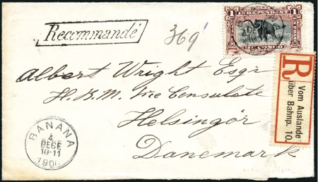 Stamp of Belgian Congo » Congo Belge  1894 « Mols » - Affranchissements 1F carmin sur enveloppe recommandée de Banana (4.1
