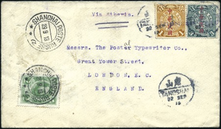 SHANGHAI: 1913 Cover sent unsealed to England with