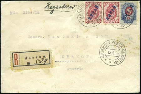 HANKOW: 1908 Cover sent registered to Krakow (Aust