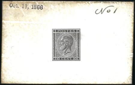 Stamp of Belgium » Belgique. 1869-83 Nouveaux types et nouvelles valeurs - La Genèse Proposition de De La Rue, Epreuve en noir sur cart