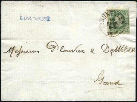Stamp of Belgium » Belgique. 1869-83 Nouveaux types et nouvelles valeurs - Émission 10c vert obl. rare cachet cercle de points "Bruxel